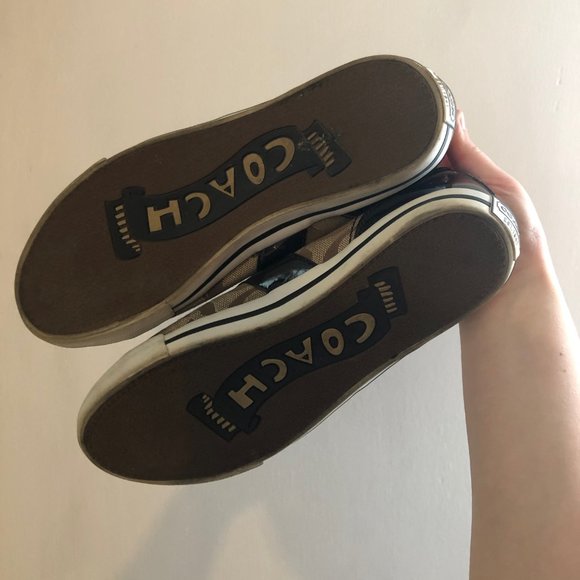 COACH SNEAKERS GOLD BROWN WHITE SHOES VINTAGE - Picture 5 of 6